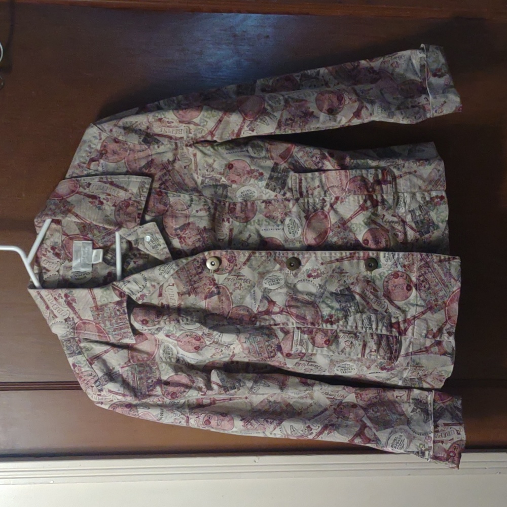 Vintage Christopher Banks Blazer jacket Paris Parisian all over print size small